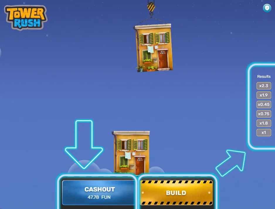 Appuyez sur Build et Cashout